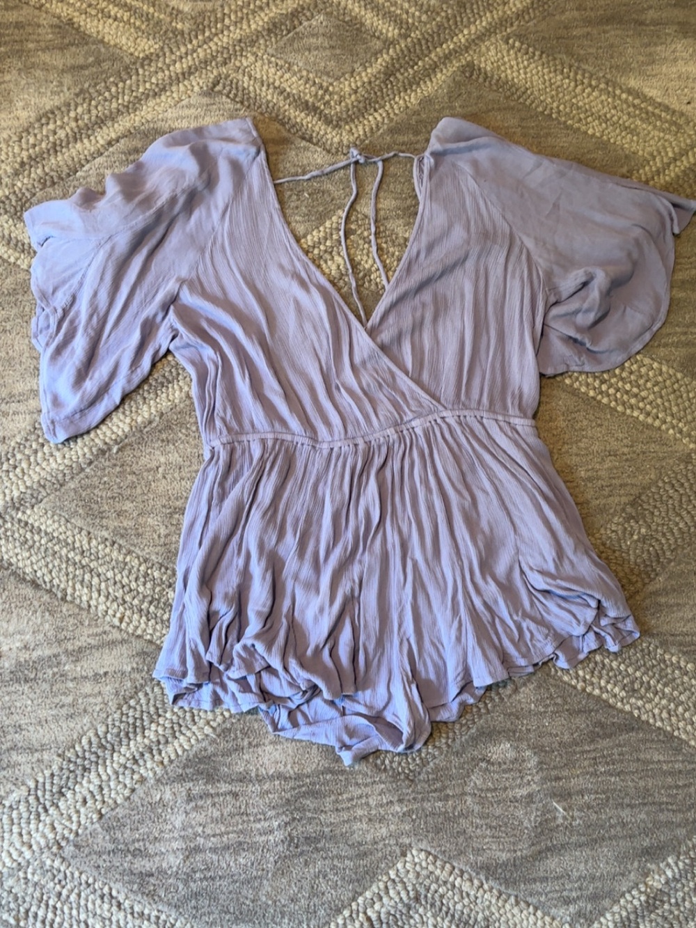 Free People Nerea Wrap Backless Romper with Flutter Sleeves size M